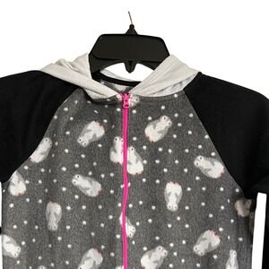 Kids Girls So Fleece Hooded Penguin Pajama Jumpsuit PJs Size 10 J7‎